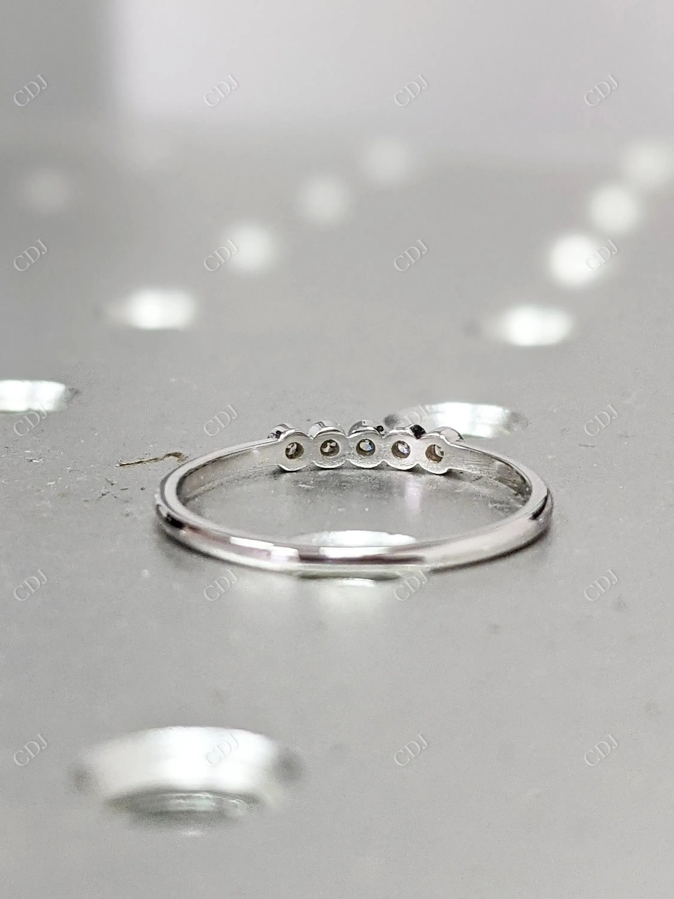 0.03CT Round Bezel Five Stone Lab Grown Wedding Band