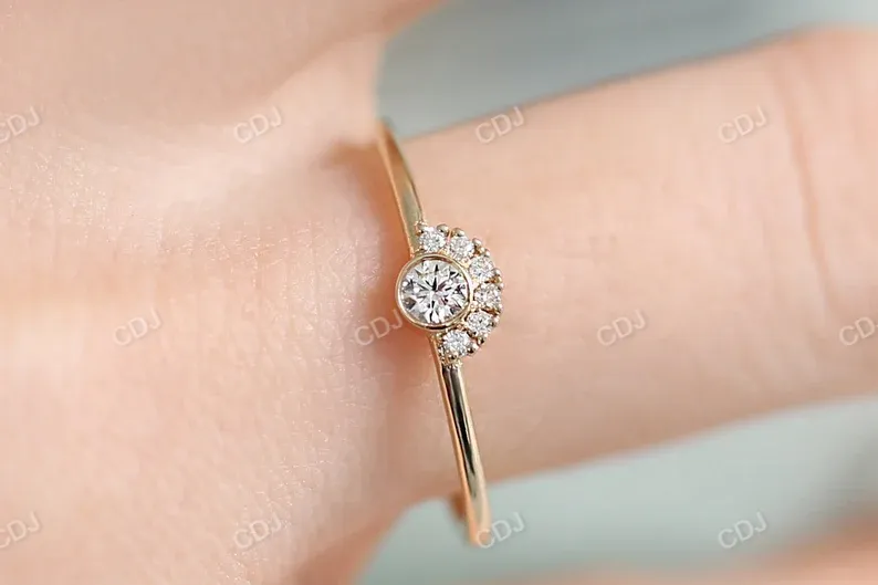 0.14CTW Lab Grown Diamond Halo Set Cluster Engagement Ring