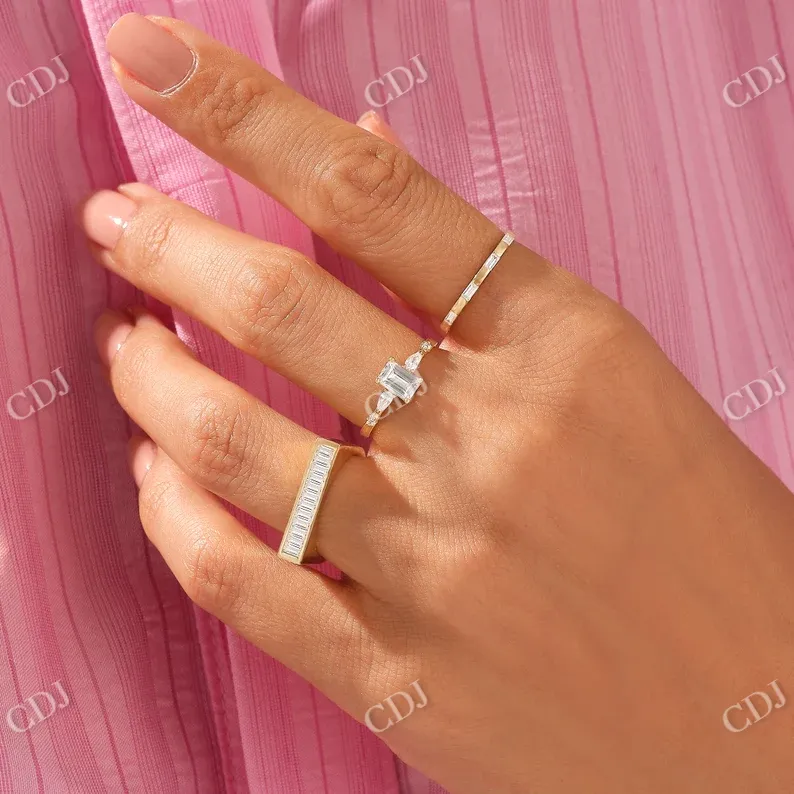 0.18CTW Half Eternity Baguette Diamond Wedding Band