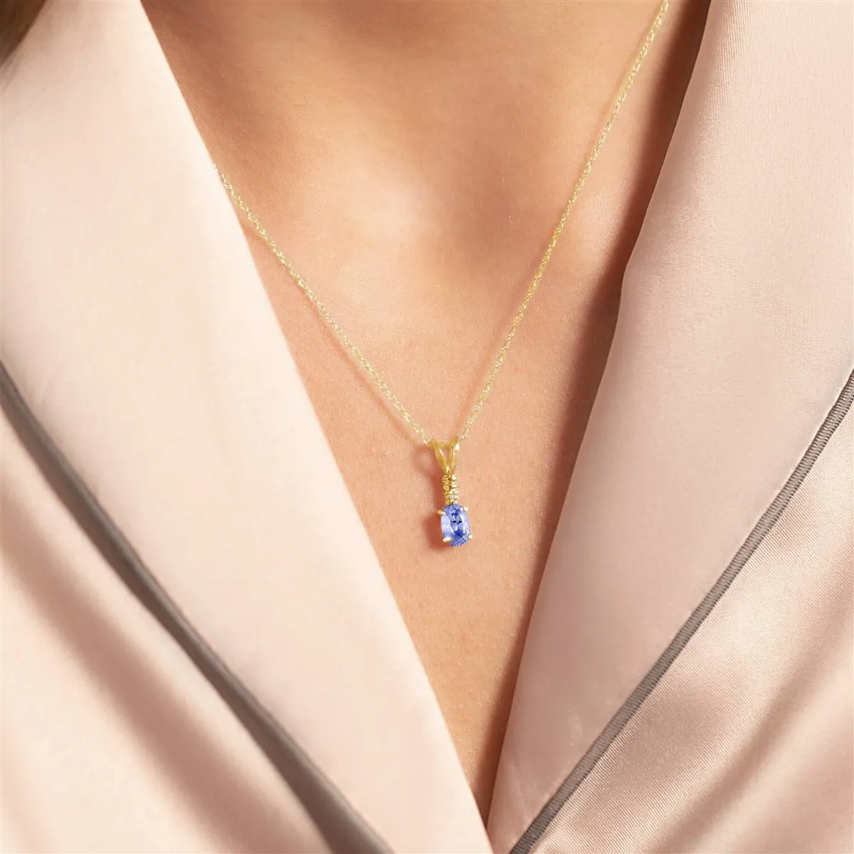 0.46 Carat 14K Solid Yellow Gold Daybreak Tanzanite Diamond Necklace