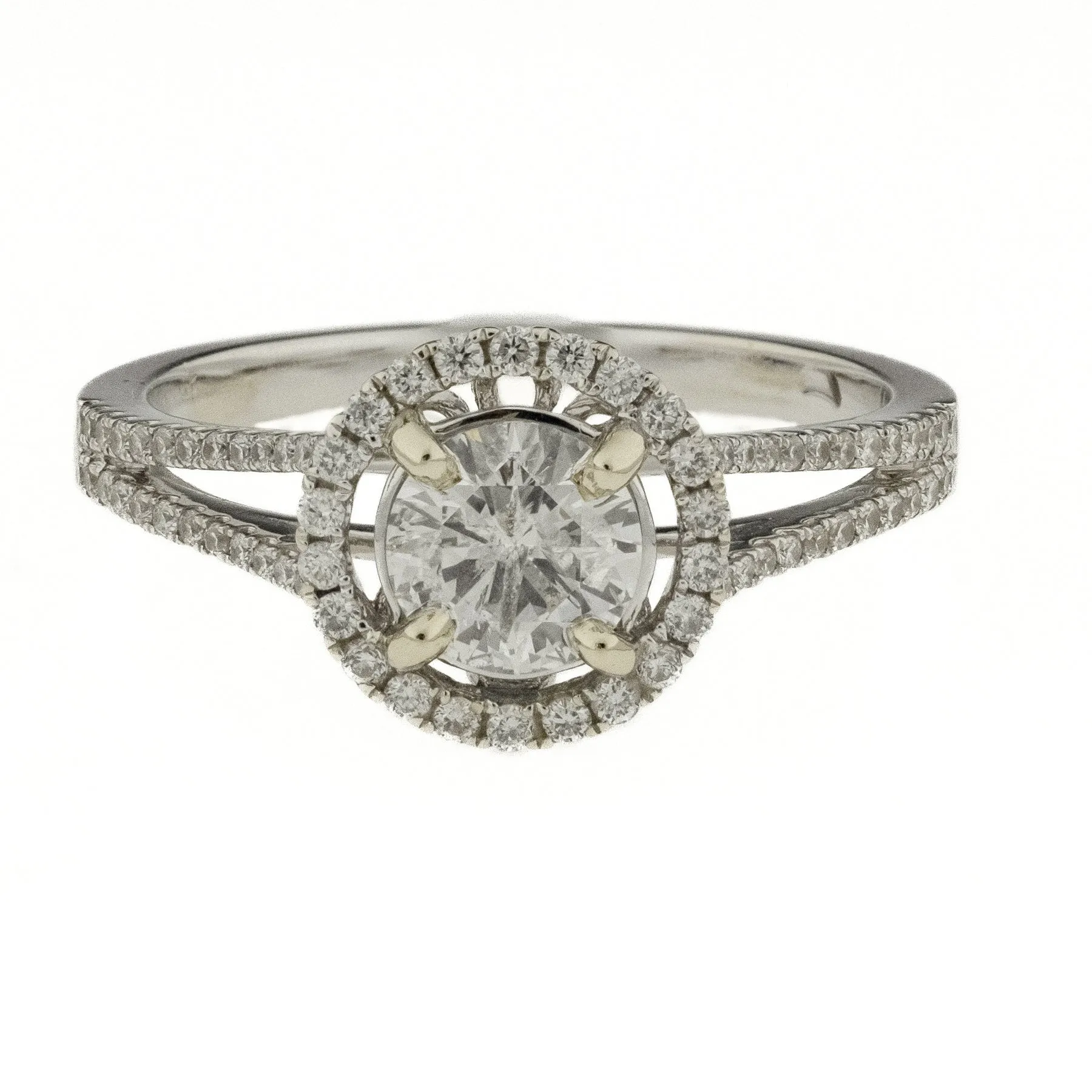 0.65ct Diamond w/ Halo & Side Accented Engagement Ring in 18K White Gold