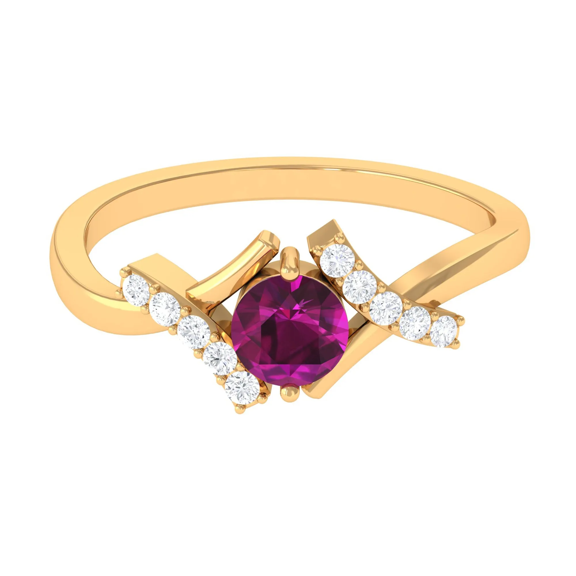 0.75 CT Rhodolite Engagement Ring with Diamond Accent