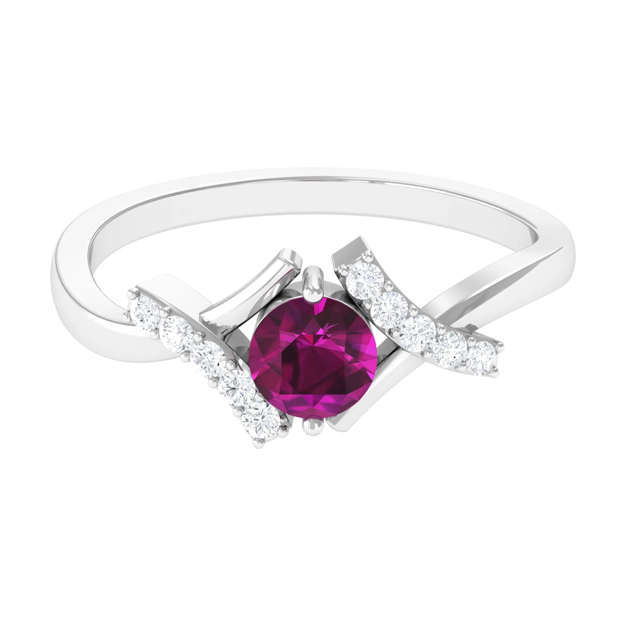 0.75 CT Rhodolite Engagement Ring with Diamond Accent