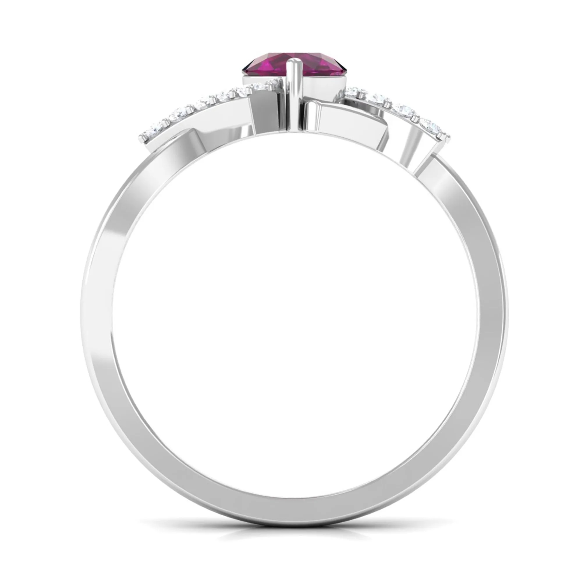 0.75 CT Rhodolite Engagement Ring with Diamond Accent