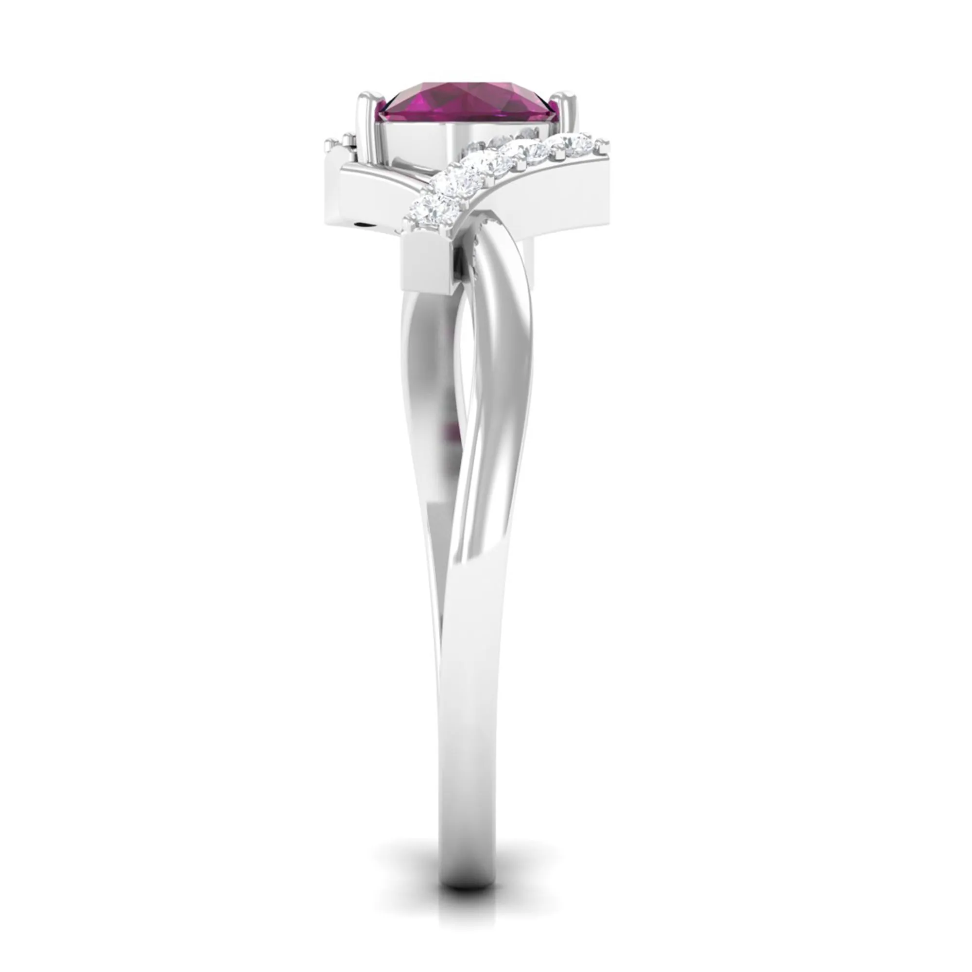 0.75 CT Rhodolite Engagement Ring with Diamond Accent