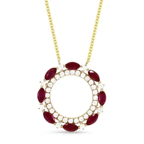 0.8Ct Ruby 18"necklacein 14K Yellow Gold