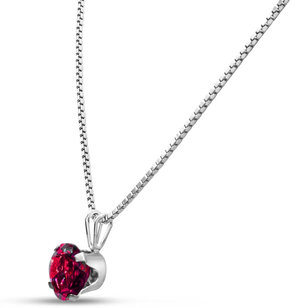 1 1/2 Carat Created Ruby Necklace In Sterling Silver, 8Mm