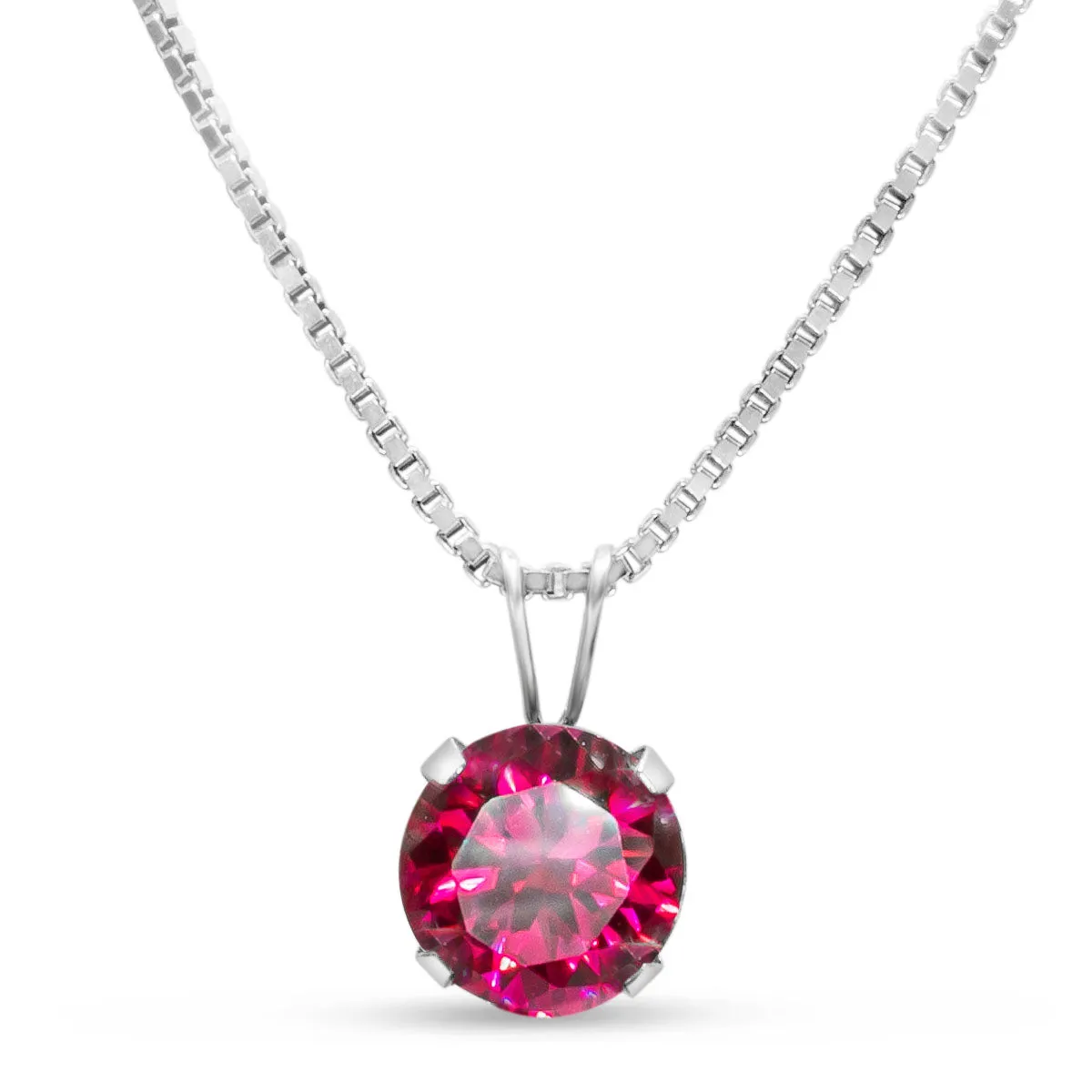 1 1/2 Carat Created Ruby Necklace In Sterling Silver, 8Mm