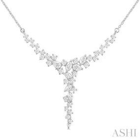 1 ctw Waterfall Mixed Cut Diamond Scatter Necklace in 14K White Gold