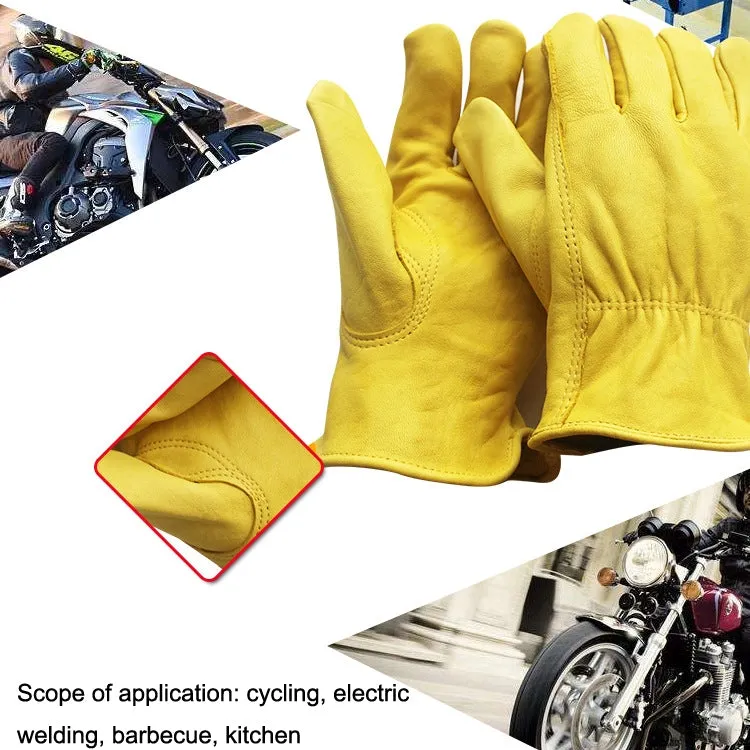 1 Pair JJ-5002 Outdoor Riding Gardening Genuine Leather Safety Gloves, Size: L