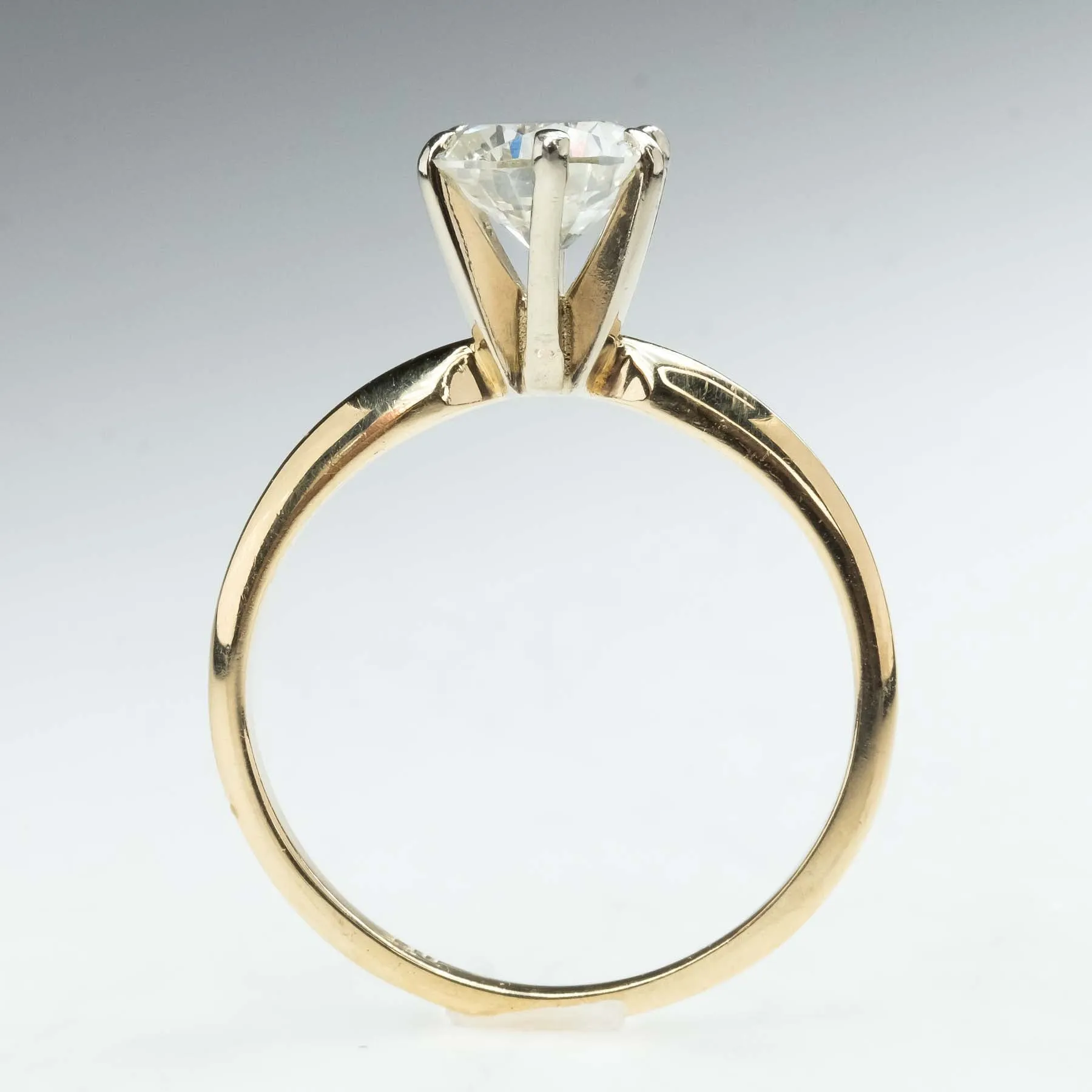 1.03ct Round SI1/J Diamond Solitaire Engagement Ring in 14K Yellow Gold