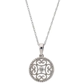 10K White Gold Diamond Pendant Necklace