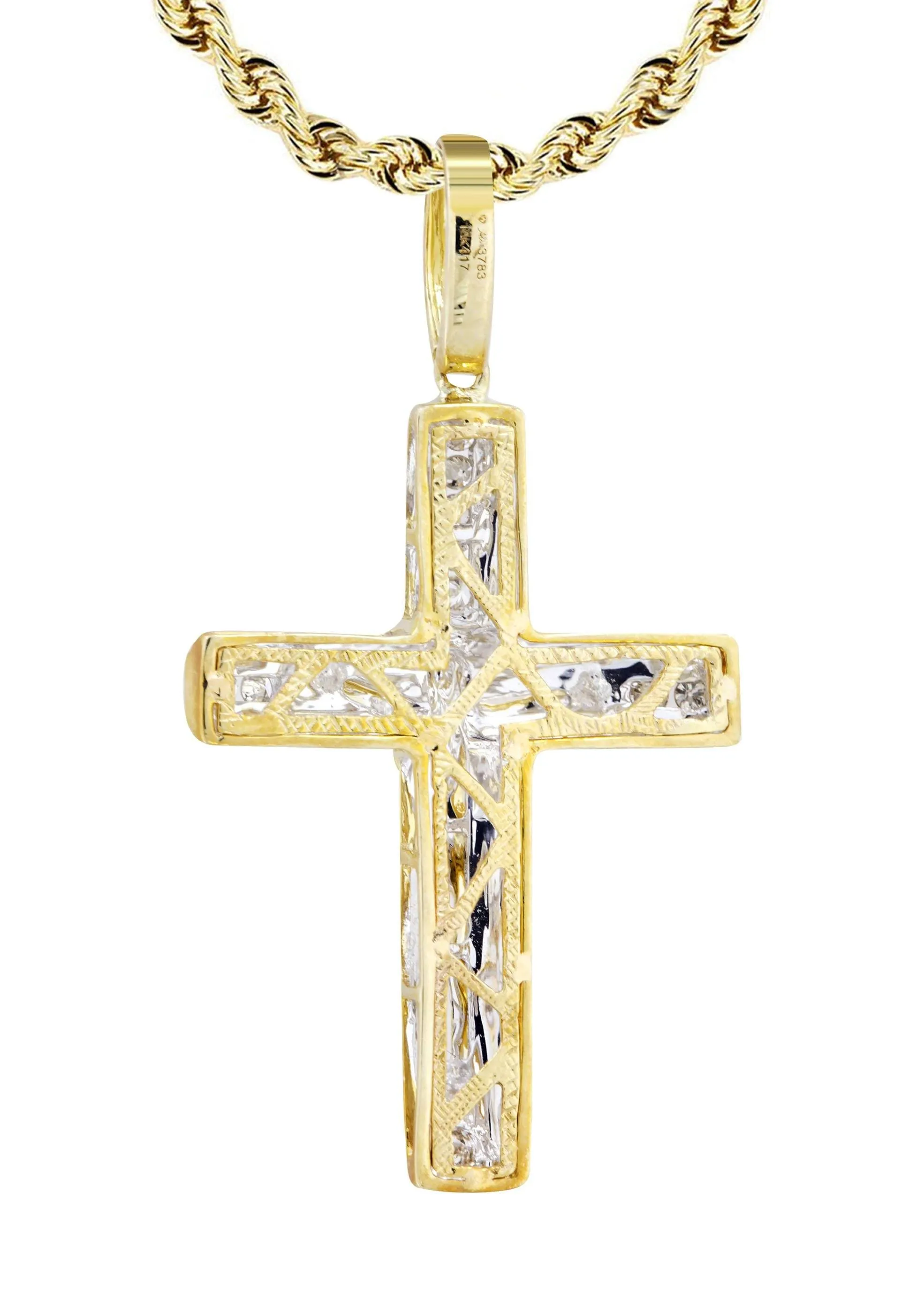 10K Yellow Gold Cross / Crucifix Diamond Necklace  | 0.15 Carats