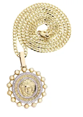 10K Yellow Gold Medusa Diamond Necklace  | 1.39 Carats