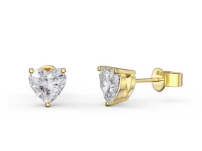 10k Yellow Gold Plated 2 Carat Heart Created White Sapphire Stud Earrings