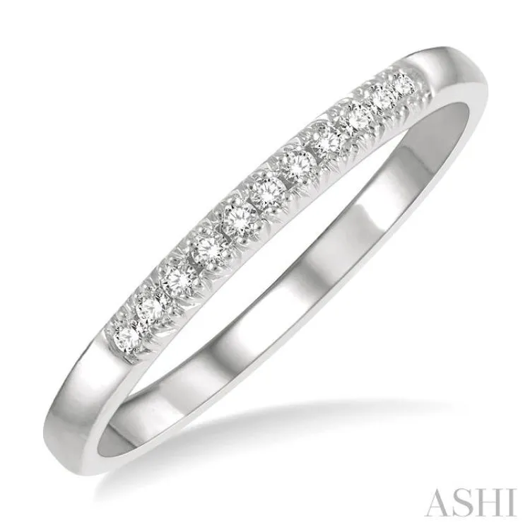 1/10 ctw 11 Stone Round Cut Diamond Wedding Band in 14K White Gold