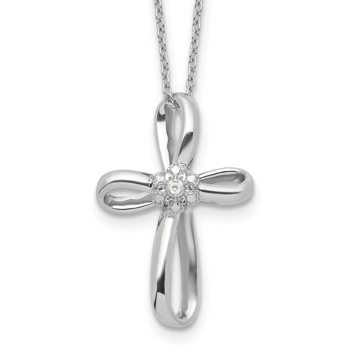 1/100 CTW Diamond Cross 18-inch Necklace in Sterling Silver