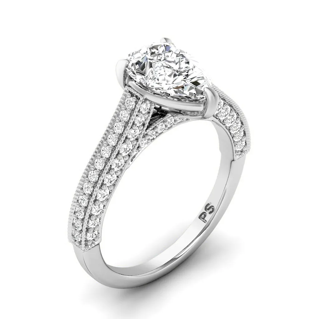 1.15-3.65 CT Round & Pear Cut Lab Grown Diamonds - Engagement Ring