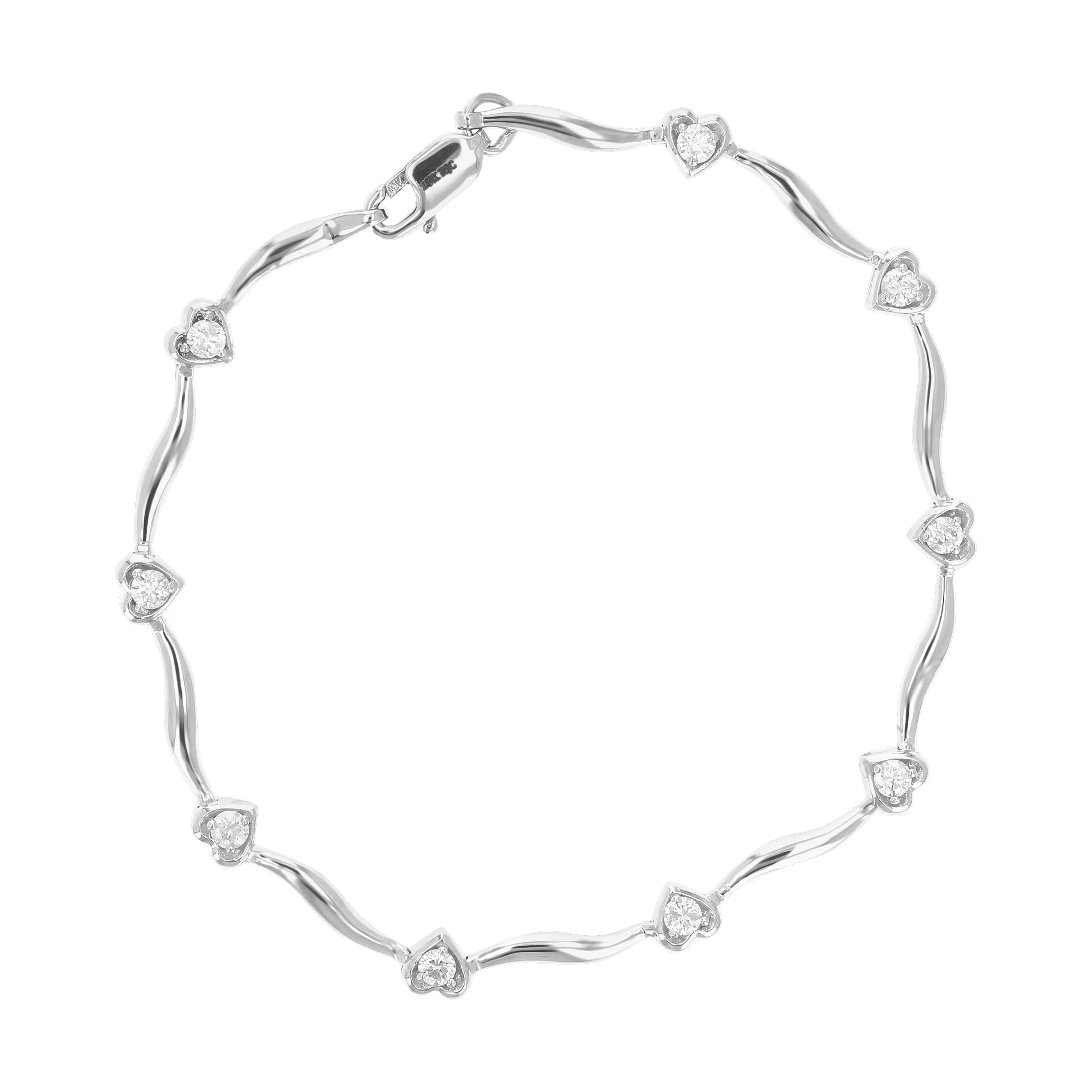 1/2 cttw Classic Diamond Bracelet 10K White Gold Round Prong Set Heart 7 Inch