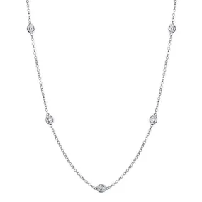 1.25 cttw Lab Created Diamond Bezel Set Station Necklace