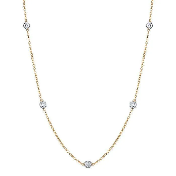 1.25 cttw Lab Created Diamond Bezel Set Station Necklace