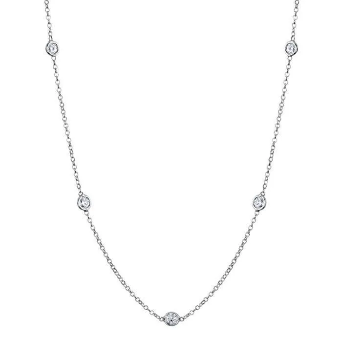 1.25 cttw Lab Created Diamond Bezel Set Station Necklace