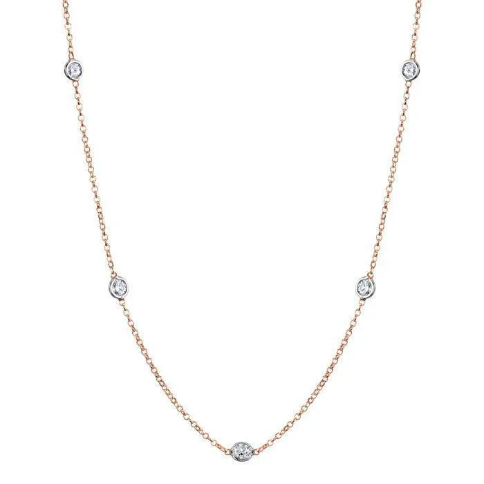 1.25 cttw Lab Created Diamond Bezel Set Station Necklace