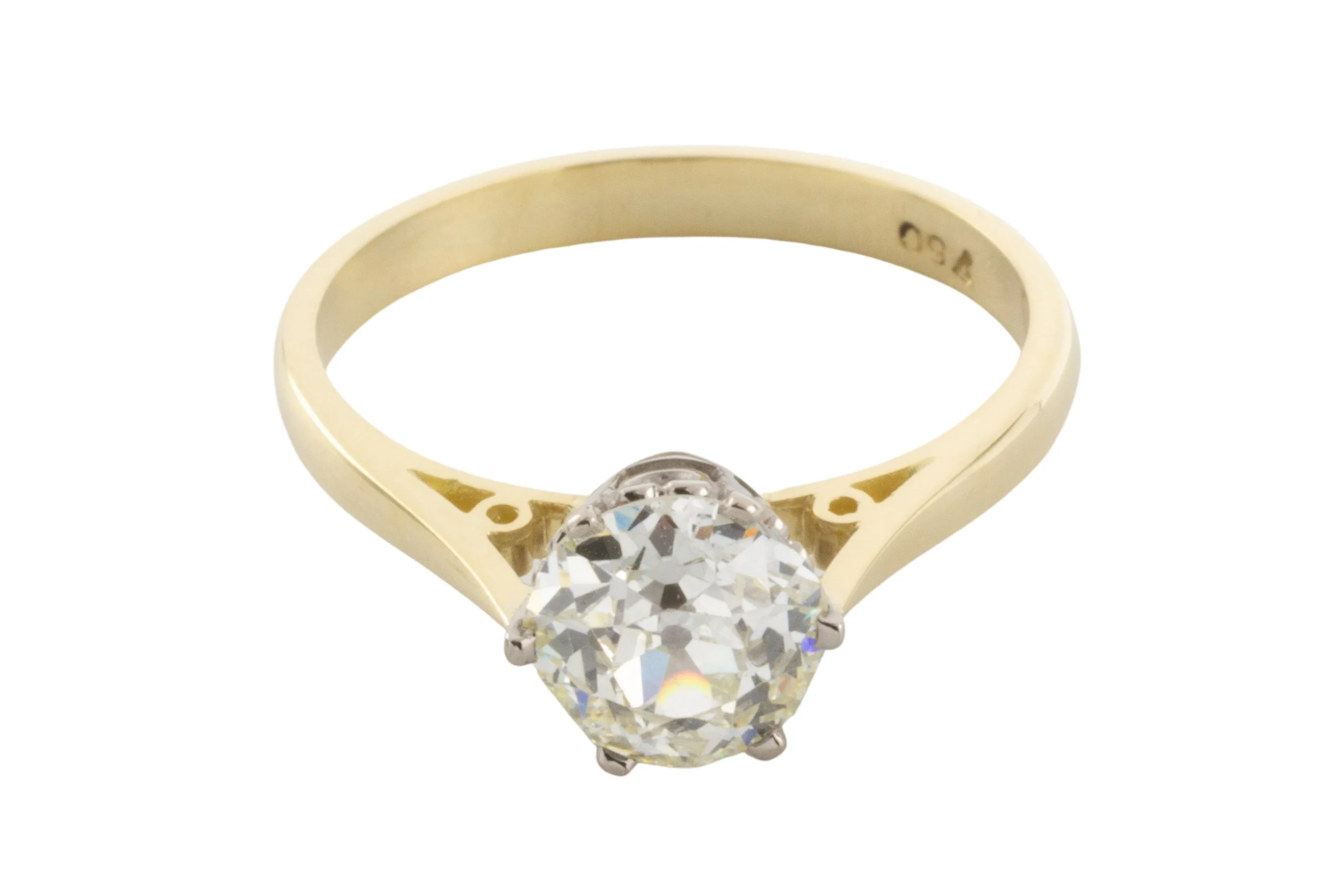 1.40 carat Old Mine cut diamond solitaire ring