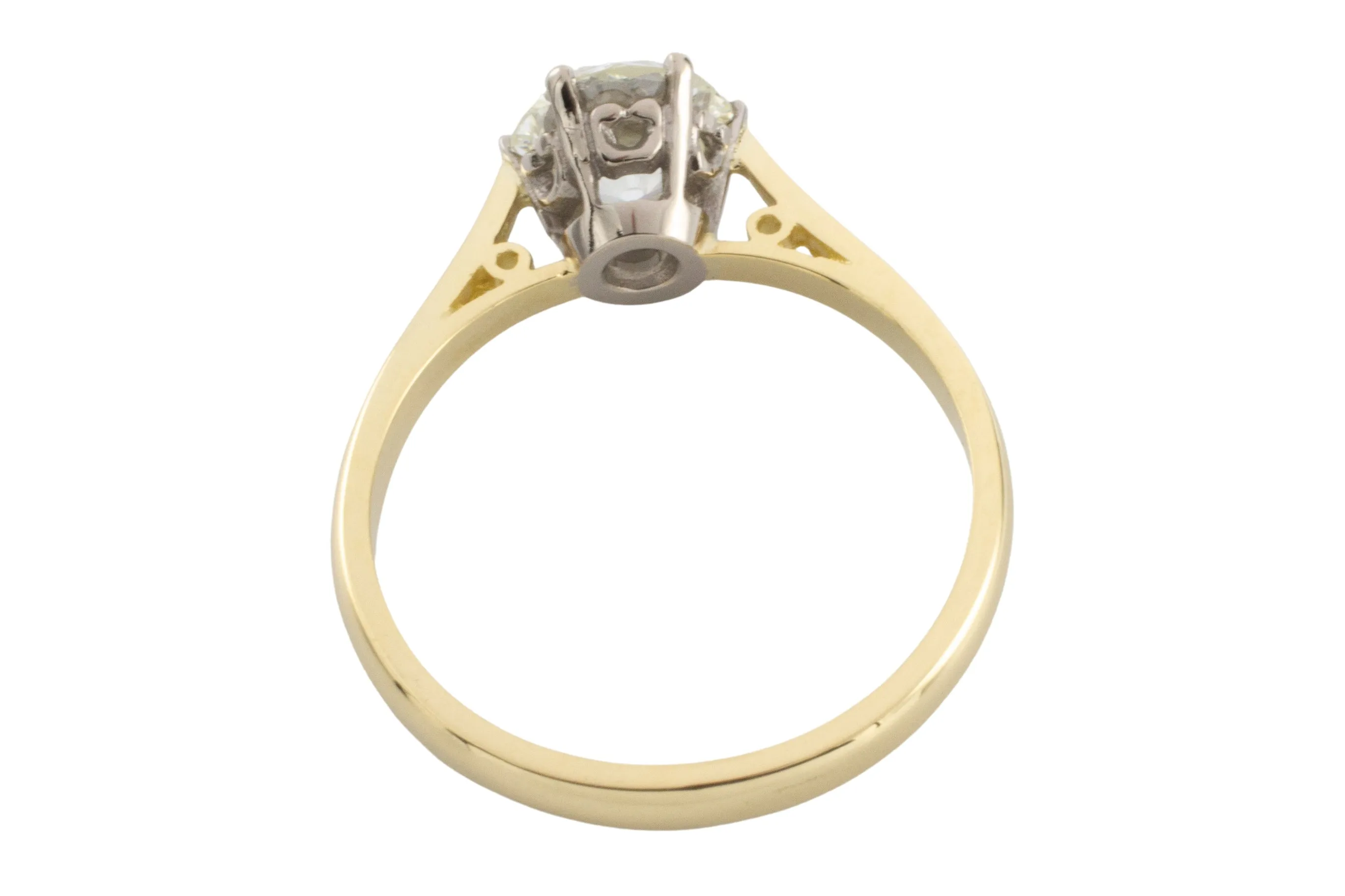 1.40 carat Old Mine cut diamond solitaire ring