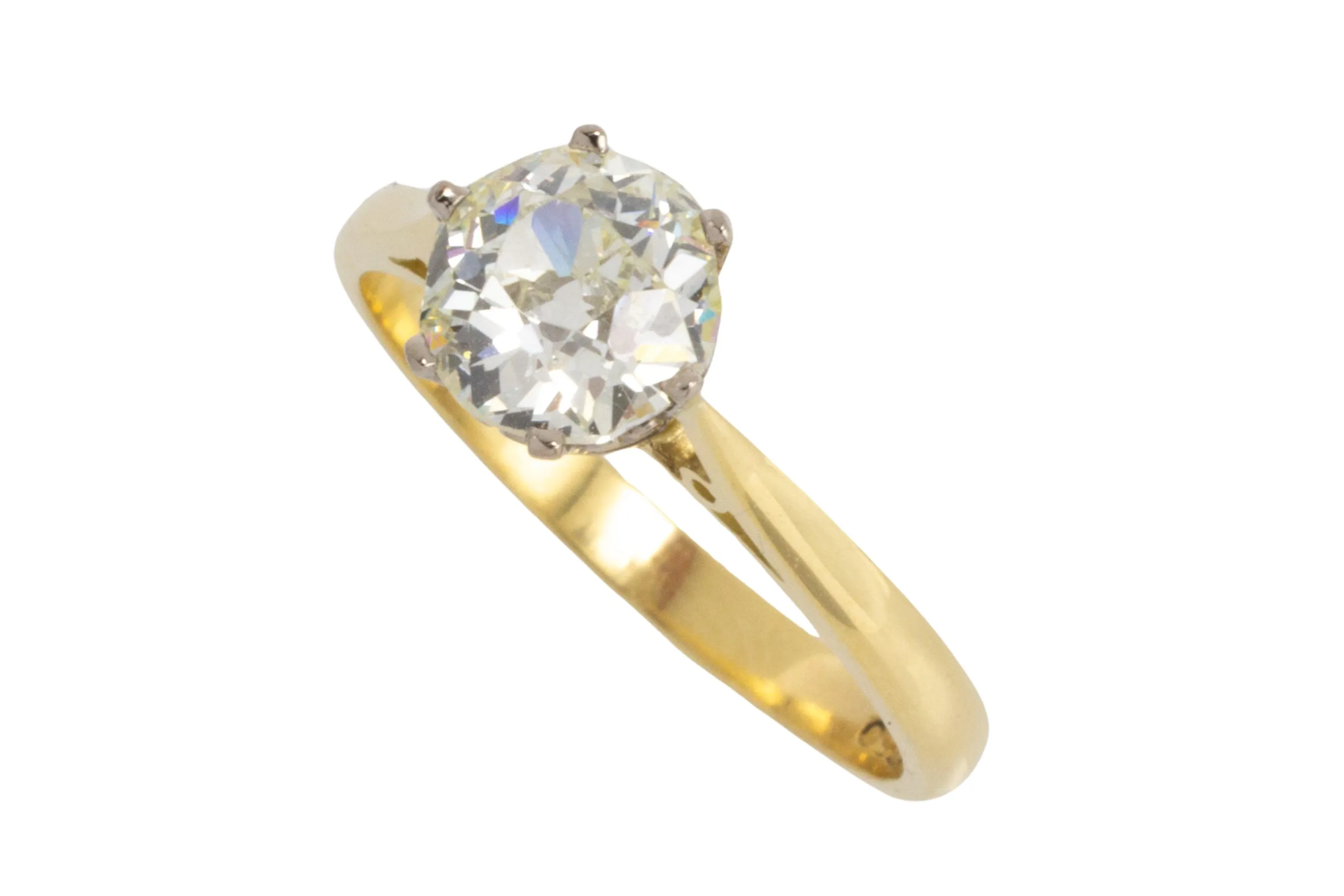 1.40 carat Old Mine cut diamond solitaire ring