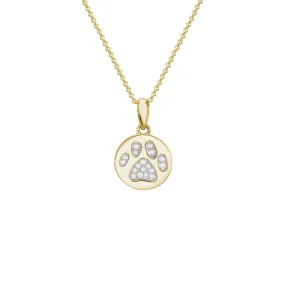 14k Diamond Paw Print Pendant Necklace