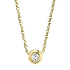 14k Gold 0.05Ct Diamond Bezel Set Necklace, Available in White, Rose and Yellow Gold