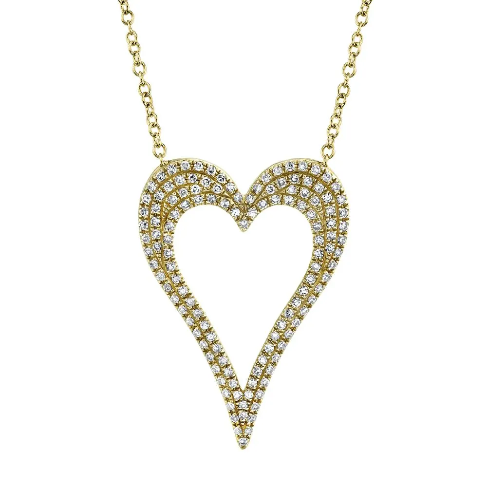 14k Gold 0.31Ct Diamond Heart Necklace, Available in White, Rose and Yellow Gold