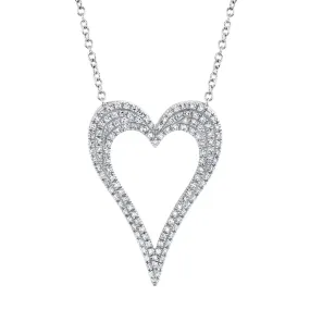 14k Gold 0.31Ct Diamond Heart Necklace, Available in White, Rose and Yellow Gold