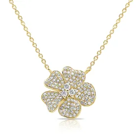 14k Gold & Diamond Flower Necklace - 0.40ct