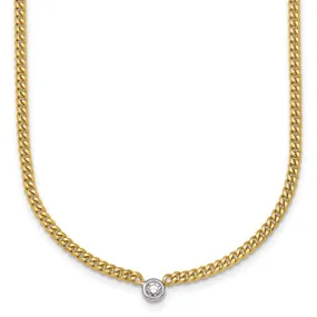 14K Gold Curb Chain Necklace with Diamond