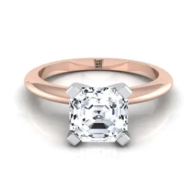 14K Rose Gold Asscher Cut  Classic Low Base Solitaire Engagement Ring