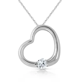 14K Solid White Gold Heart Necklace Natural Diamond Gemstone