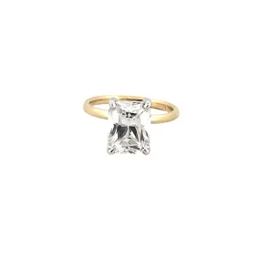 14K Two-Tone Gold 3.00 Carat Radiant Lab Grown Diamond Under Halo Solitaire Engagement Ring