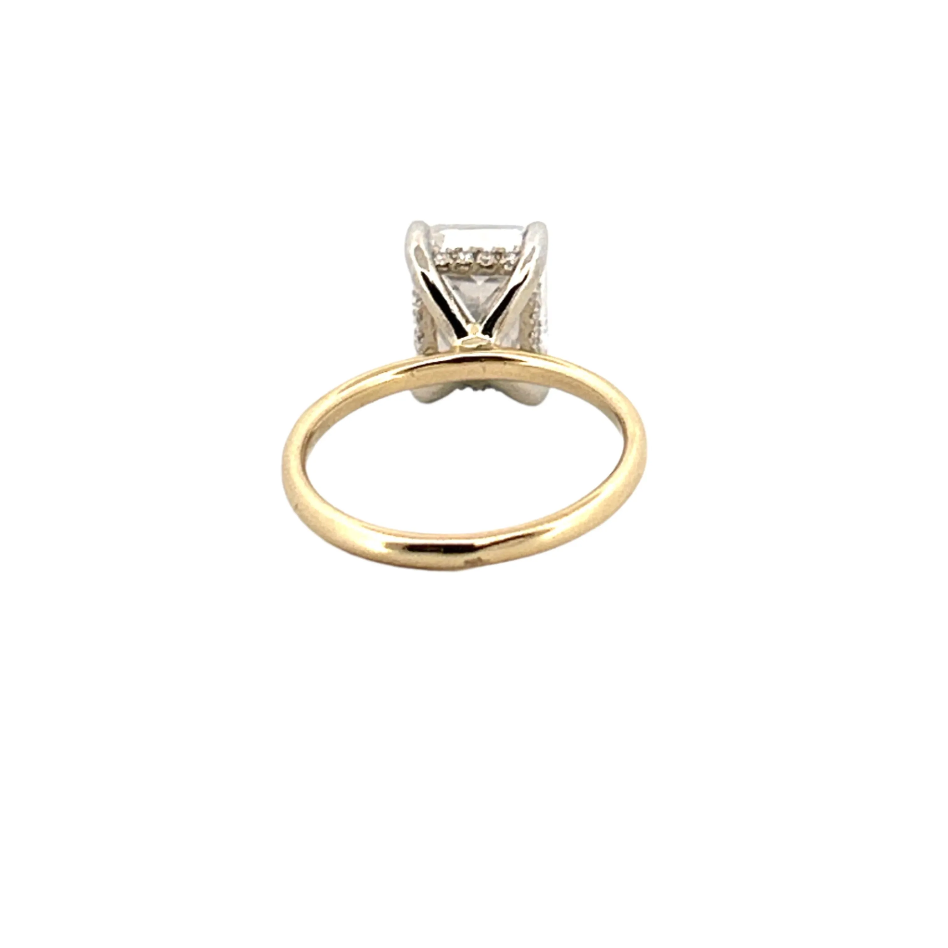 14K Two-Tone Gold 3.00 Carat Radiant Lab Grown Diamond Under Halo Solitaire Engagement Ring