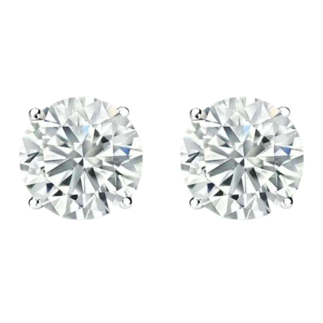 14k White And Rose Gold 1/4 Carat Solitaire Created Diamond 2 Pair Round Stud Earrings