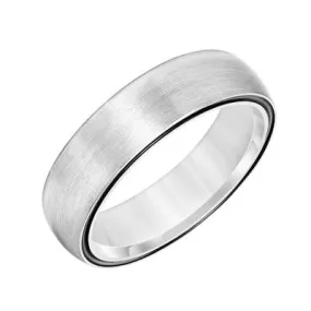 14k White Gold Brushed Finish Wedding Band, Size 10.0