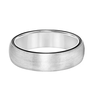 14k White Gold Brushed Finish Wedding Band, Size 10.0