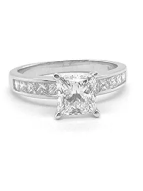 14k White Gold Ctr 1.05 Ct VS2 F GIA, Mounting 0.42 Ct Diamond Ring.