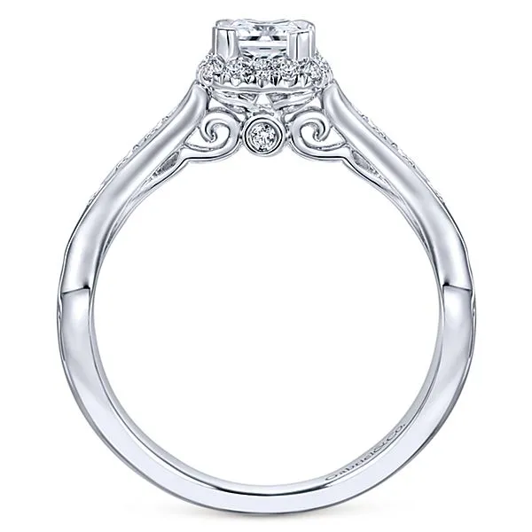 14k White Gold Cushion Cut Halo