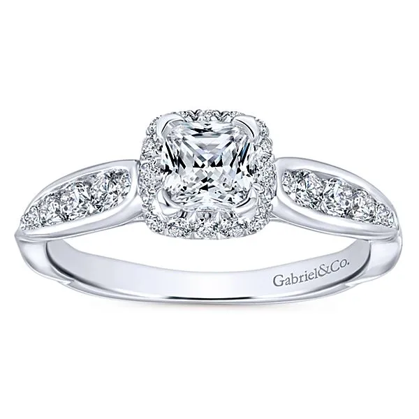 14k White Gold Cushion Cut Halo