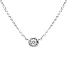 14k White Gold Diamond Bezel Pendant