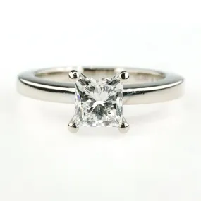 14K White Gold GIA 0.95ct Princess Diamond Solitaire Engagement Ring Size 5