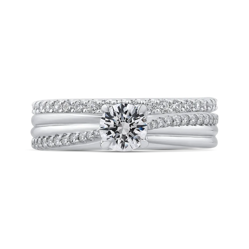 14K White Gold Round Cut Diamond Engagement Ring