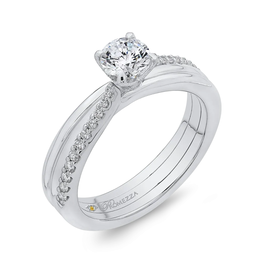 14K White Gold Round Cut Diamond Engagement Ring